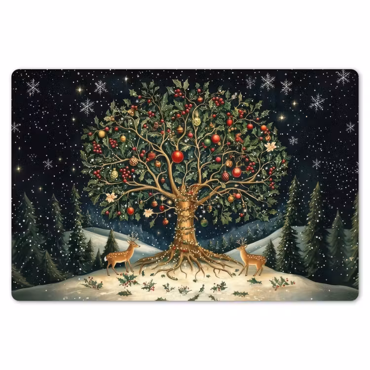Placemat - 6 stuks - Feestboom - Winterhemel - Kleurrijk — 7
