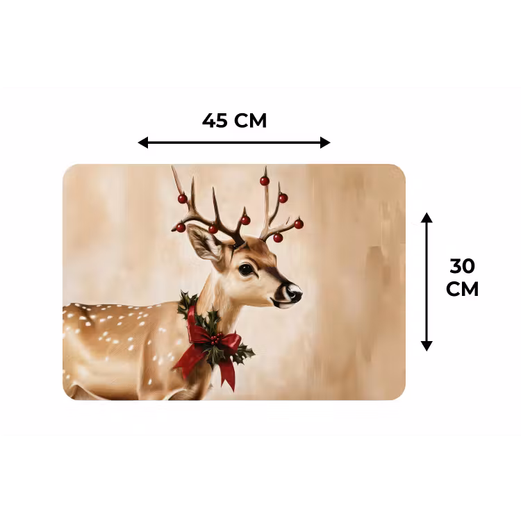 Placemat - 6 stuks - Gewei - Kerst - Rendier - Rood — 3