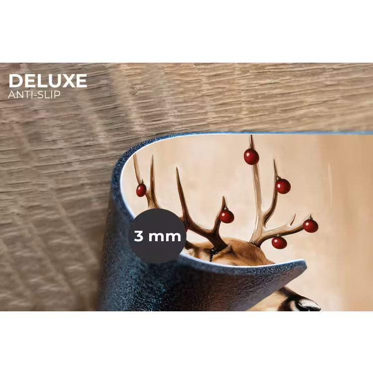 Placemat - 6 stuks - Gewei - Kerst - Rendier - Rood — 4