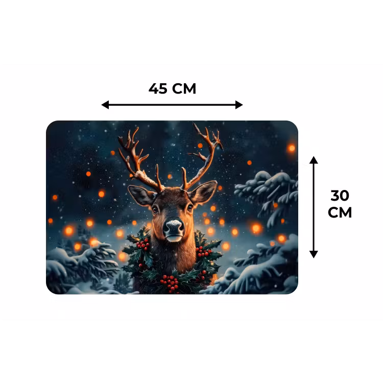 Placemat - 6 stuks - Hert - Kerst - Winter - Sneeuw - Kerstkrans — 3