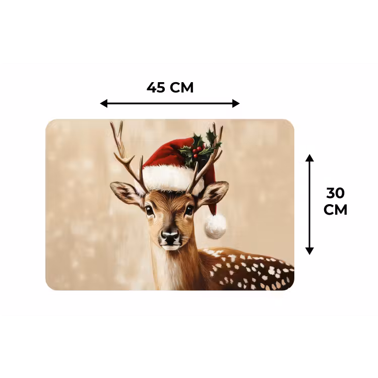 Placemat - 6 stuks - Kerst - Hert - Gewei - Rood — 3