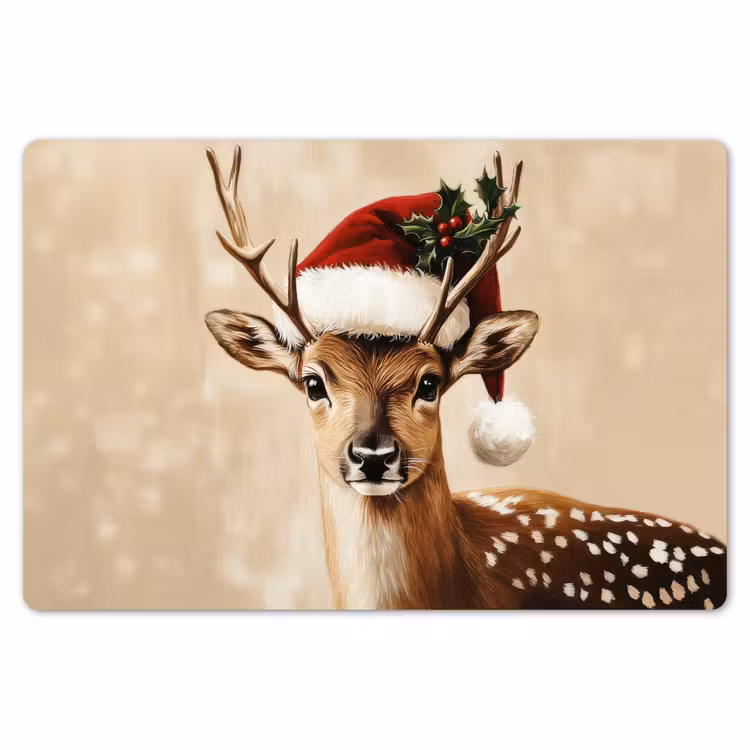 Placemat - 6 stuks - Kerst - Hert - Gewei - Rood — 7