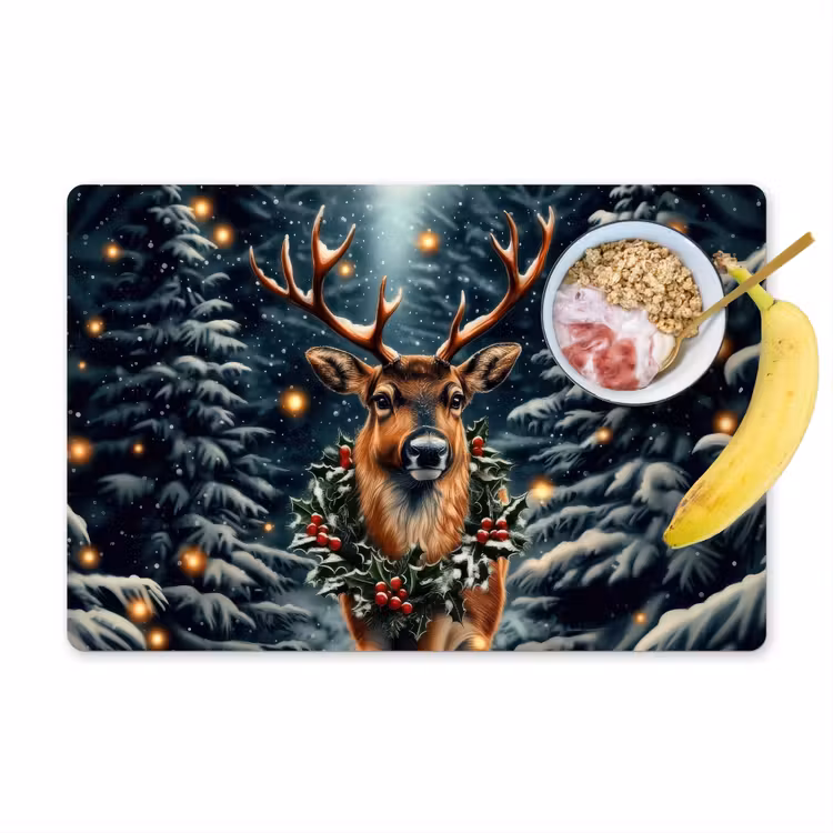 Placemat - 6 stuks - Kerst - Magie - Bos - Kleurrijk — 1