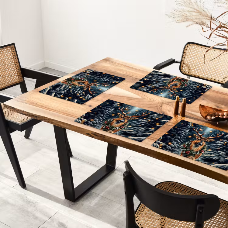 Placemat - 6 stuks - Kerst - Magie - Bos - Kleurrijk — 5