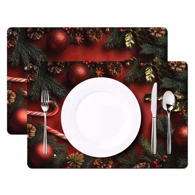 Placemat - 6 stuks - Kerst - Quote - Rood - Kerstballen — 2