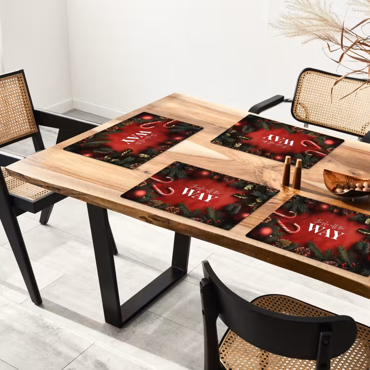 Placemat - 6 stuks - Kerst - Quote - Rood - Kerstballen — 5