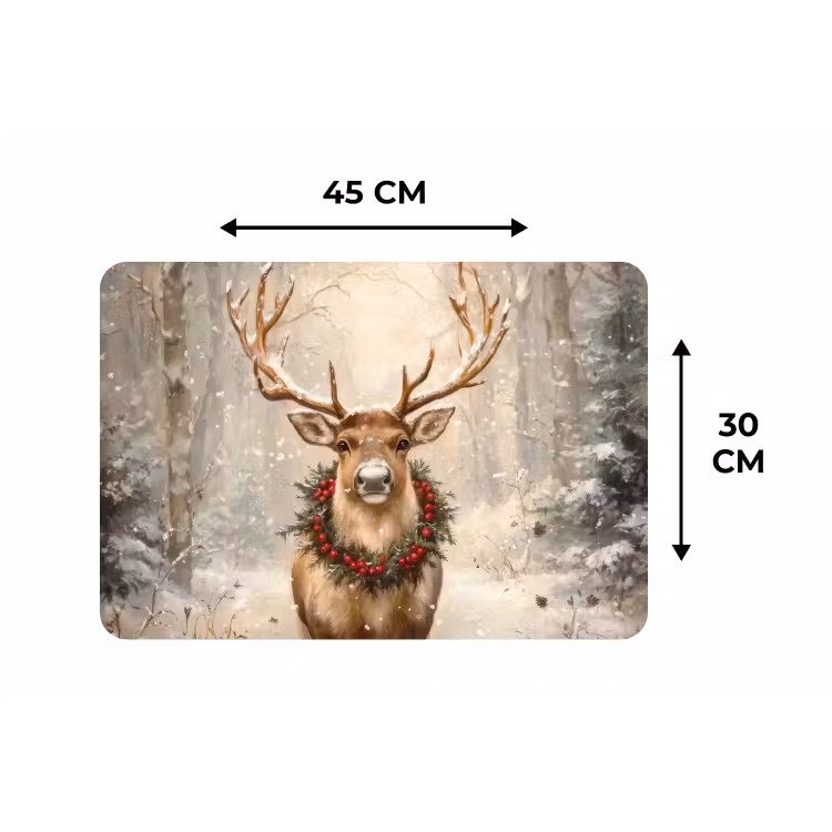 Placemat - 6 stuks - Kerst - Rendier - Winter - Krans — 3