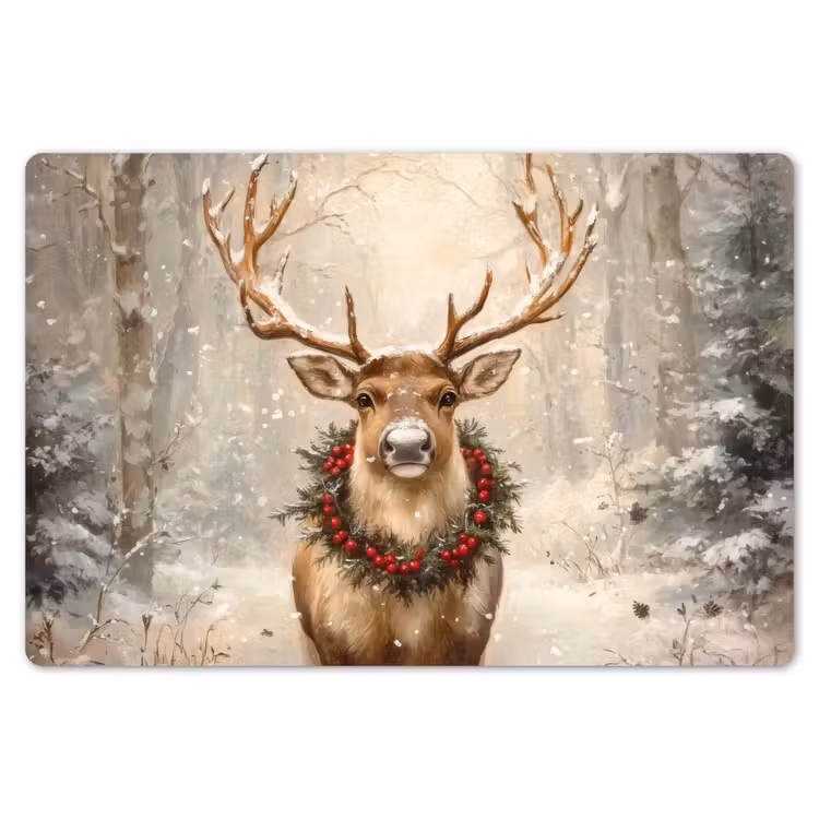 Placemat - 6 stuks - Kerst - Rendier - Winter - Krans — 7