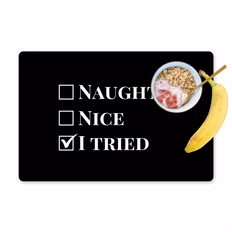 Placemat - 6 stuks - Kerst - Zwart - Wit - Quote - Grappig — 1