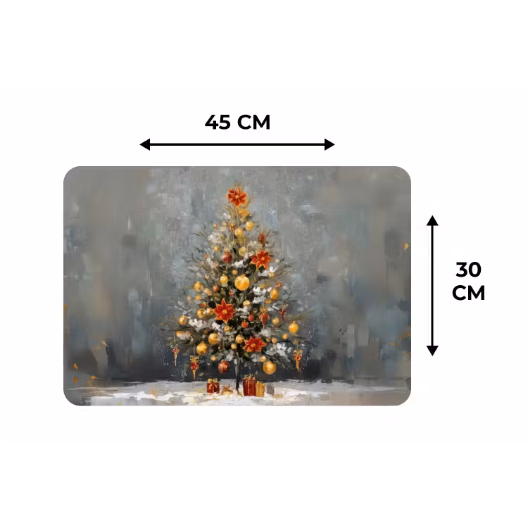 Placemat - 6 stuks - Kerstboom - Cadeaus - Rood - Goud — 3