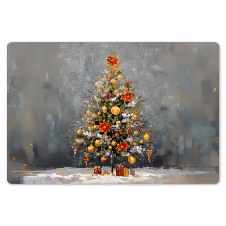 Placemat - 6 stuks - Kerstboom - Cadeaus - Rood - Goud — 7