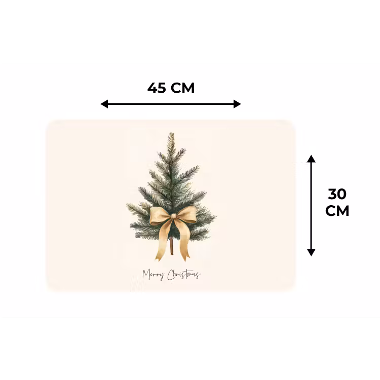 Placemat - 6 stuks - Kerstboom - Kerst - Merry Christmas - Beige — 3