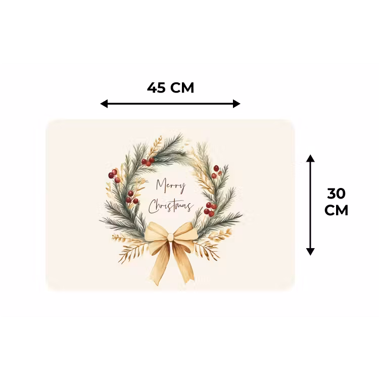 Placemat - 6 stuks - Kerstkrans - Kerst - Goud - Beige — 3