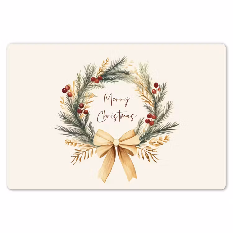 Placemat - 6 stuks - Kerstkrans - Kerst - Goud - Beige — 7