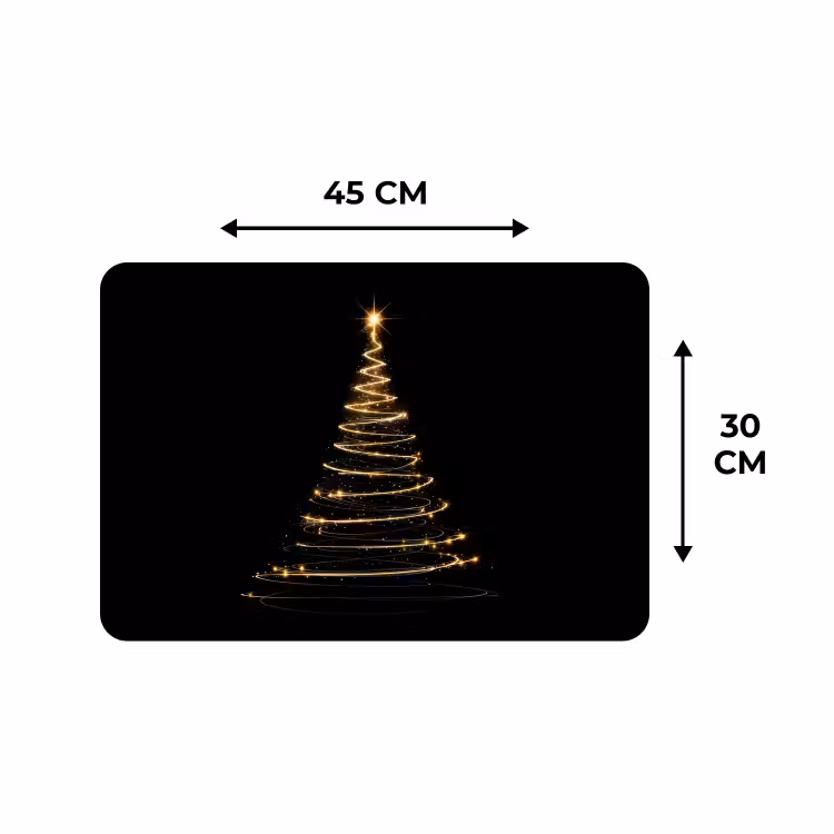 Placemat - 6 stuks - Magisch - Kerstboom - Lichtspiralen - Zwart — 3