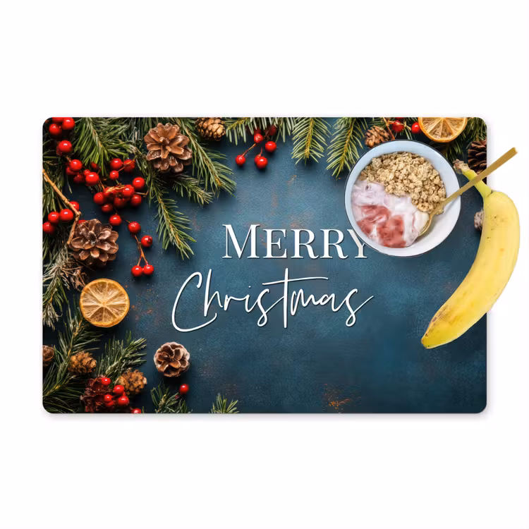 Placemat - 6 stuks - Merry Christmas - Blauw - Kerst - Winter — 1