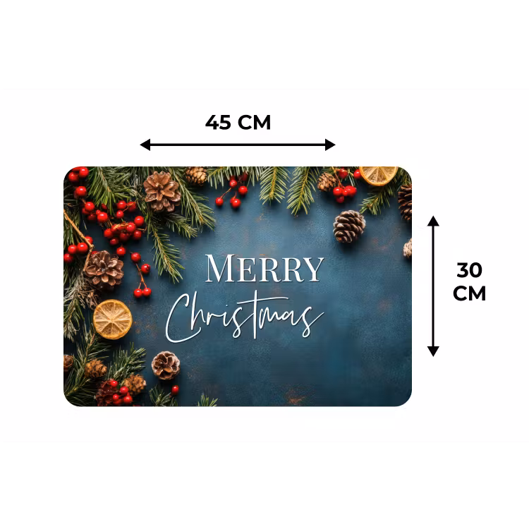 Placemat - 6 stuks - Merry Christmas - Blauw - Kerst - Winter — 3
