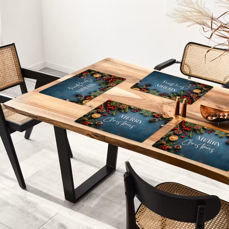 Placemat - 6 stuks - Merry Christmas - Blauw - Kerst - Winter — 5