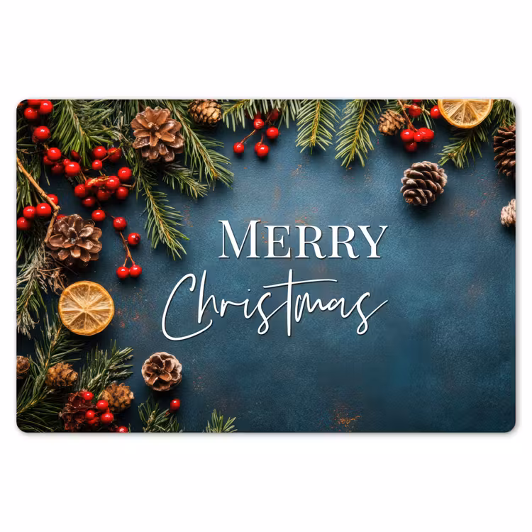 Placemat - 6 stuks - Merry Christmas - Blauw - Kerst - Winter — 7