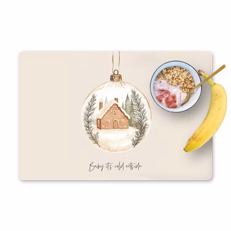 Placemat - 6 stuks - Quote - Winter - Kerst - Beige - Kerstbal — 1