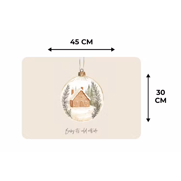 Placemat - 6 stuks - Quote - Winter - Kerst - Beige - Kerstbal — 3