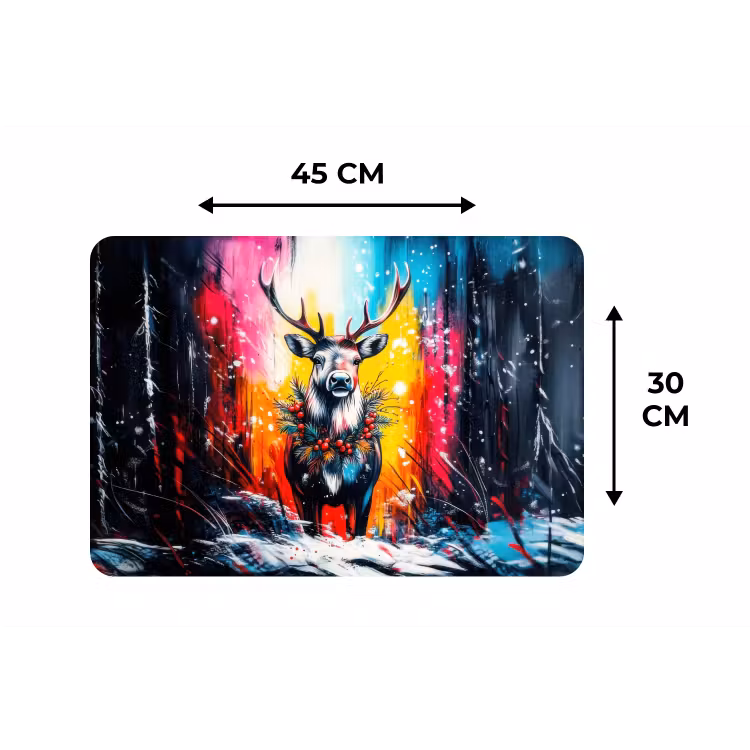 Placemat - 6 stuks - Rendier - Gewei - Krans - Kleurrijk — 3