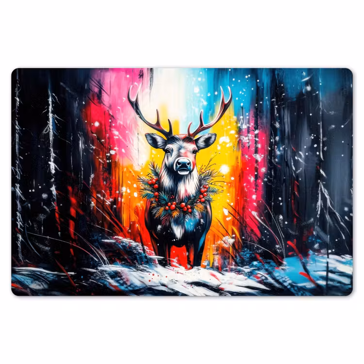 Placemat - 6 stuks - Rendier - Gewei - Krans - Kleurrijk — 7