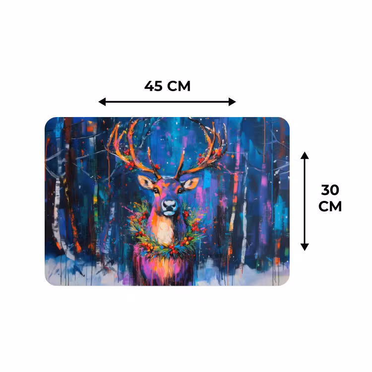 Placemat - 6 stuks - Rendier - Krans - Sprookjesachtig - Blauw — 3