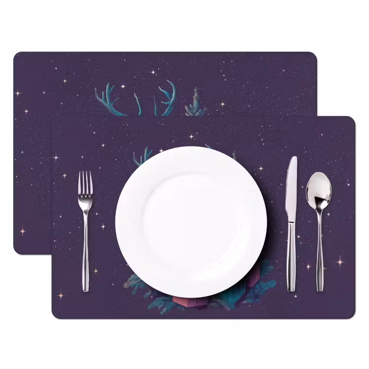 Placemat - 6 stuks - Rendier - Zonnebril - Neon - Kerstboom — 2