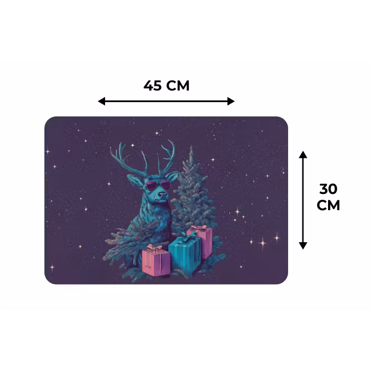 Placemat - 6 stuks - Rendier - Zonnebril - Neon - Kerstboom — 3