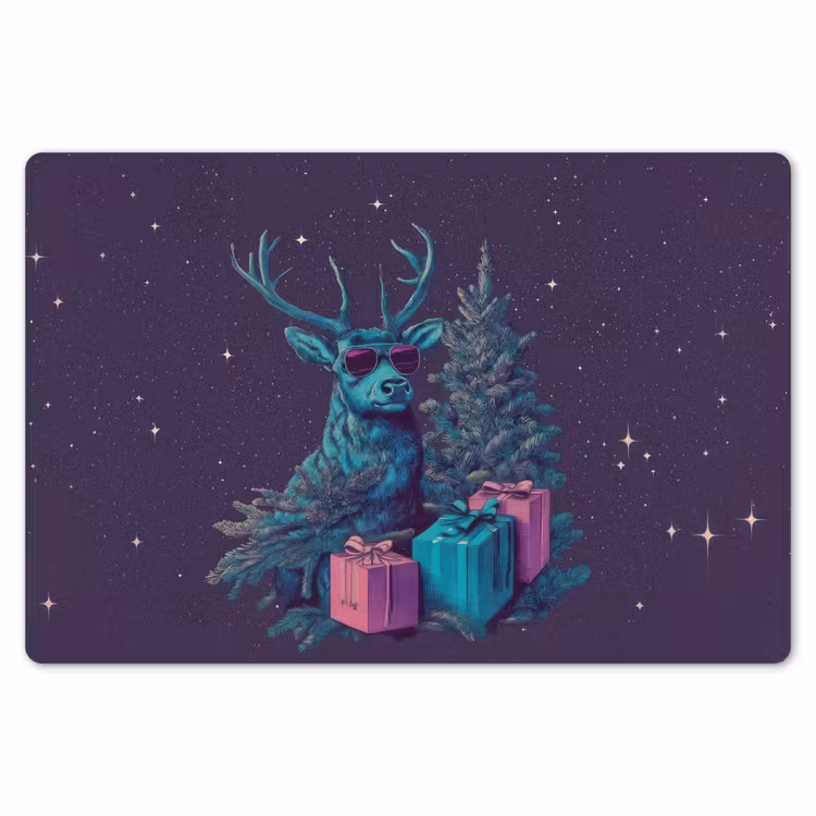 Placemat - 6 stuks - Rendier - Zonnebril - Neon - Kerstboom — 7