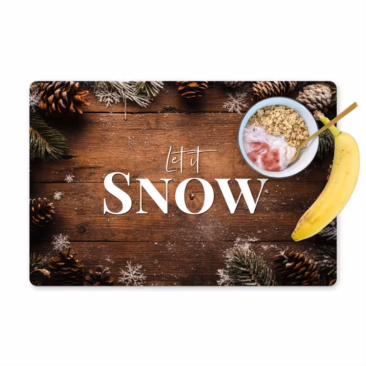 Placemat - 6 stuks - Sneeuw - Houtlook - Quote - Let it snow — 1