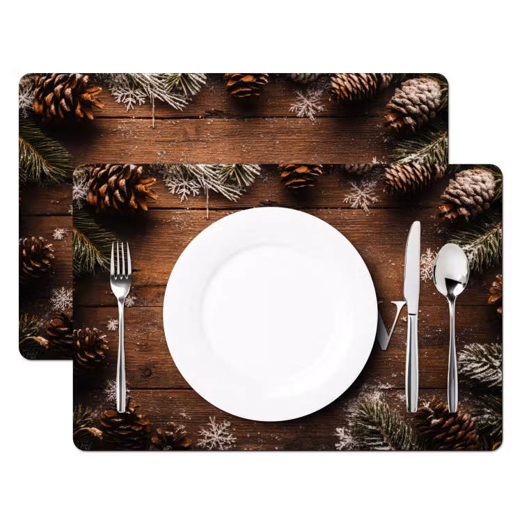 Placemat - 6 stuks - Sneeuw - Houtlook - Quote - Let it snow — 2
