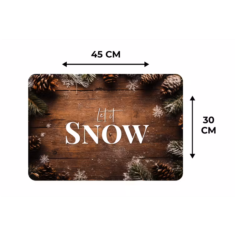 Placemat - 6 stuks - Sneeuw - Houtlook - Quote - Let it snow — 3