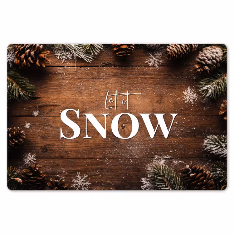 Placemat - 6 stuks - Sneeuw - Houtlook - Quote - Let it snow — 7