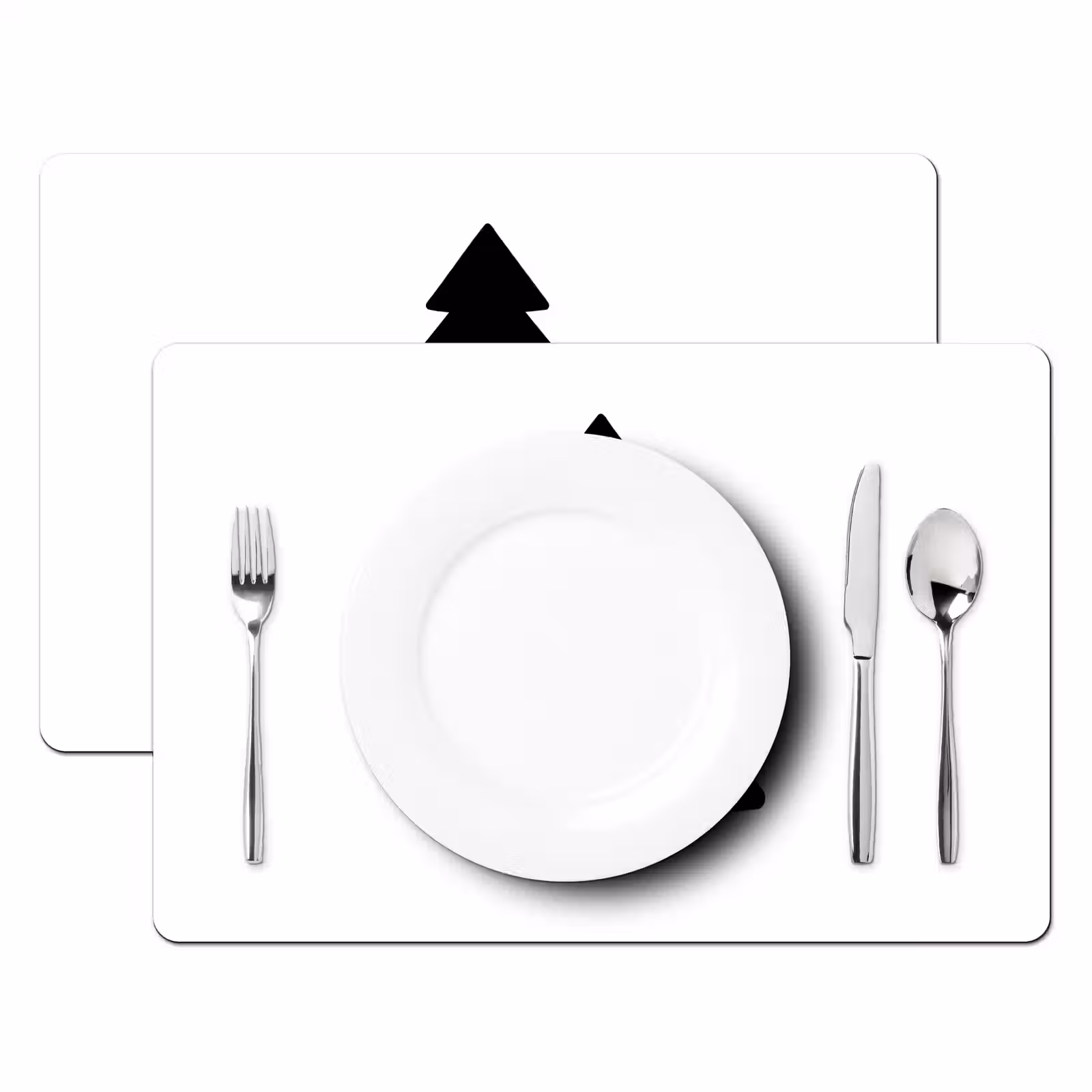 Placemat - 6 stuks - Kerstboom - Zwart - Kerstmis - Feest — 1