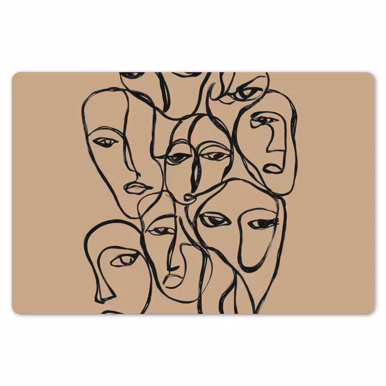 Placemat - 6 stuks - Gezichtenzee - Lijntekening - Abstract — 7