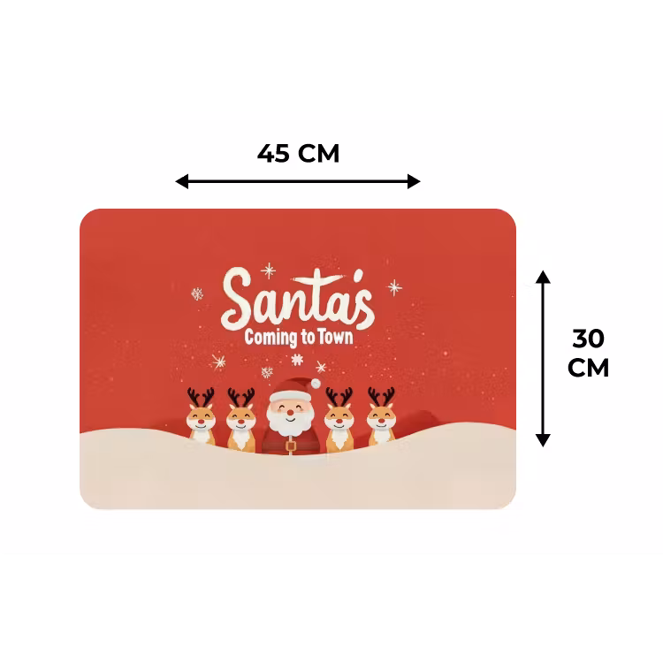 Placemat - 6 stuks - Illustratie - Kerstman - Rendieren - Rood — 3