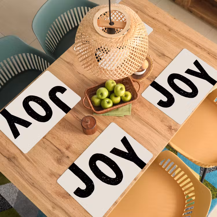 Placemat - 6 stuks - Kerst - Quote - Joy - Zwart - Feestdagen — 5