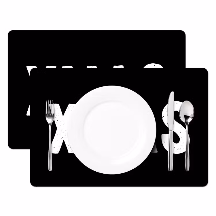 Placemat - 6 stuks - Kerst - Quotes - Xmas - Zwart - Feestdagen — 1