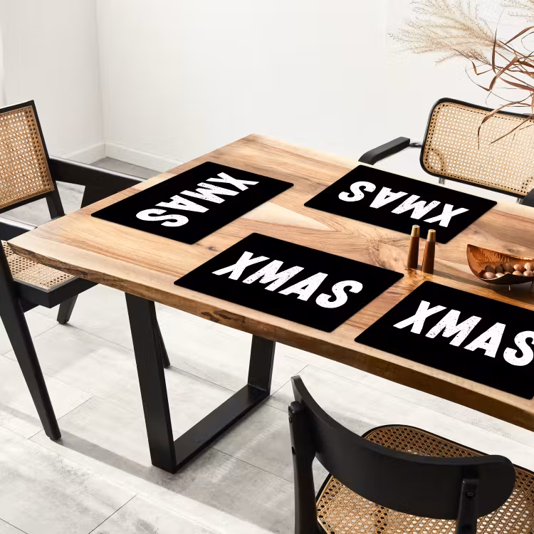 Placemat - 6 stuks - Kerst - Quotes - Xmas - Zwart - Feestdagen — 4