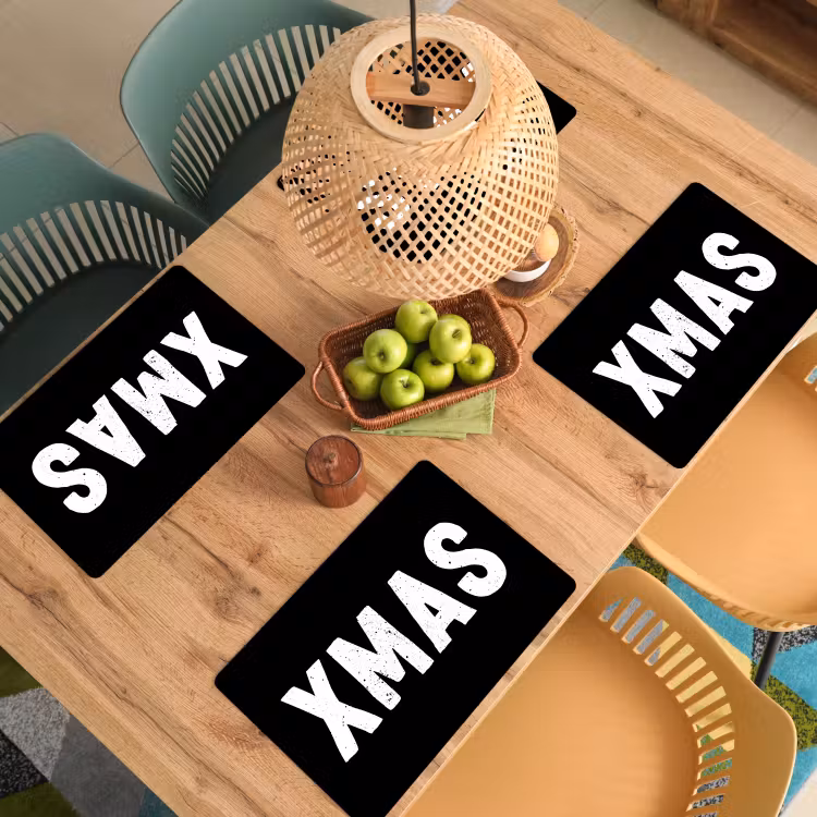Placemat - 6 stuks - Kerst - Quotes - Xmas - Zwart - Feestdagen — 5