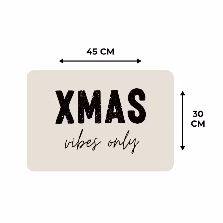 Placemat - 6 stuks - Kerst - Spreuk - xmas vibes only - Beige — 2