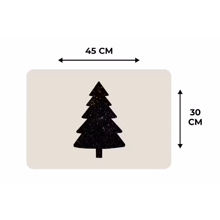 Placemat - 6 stuks - Kerstboom - Zwart - Feestdagen - Beige — 2