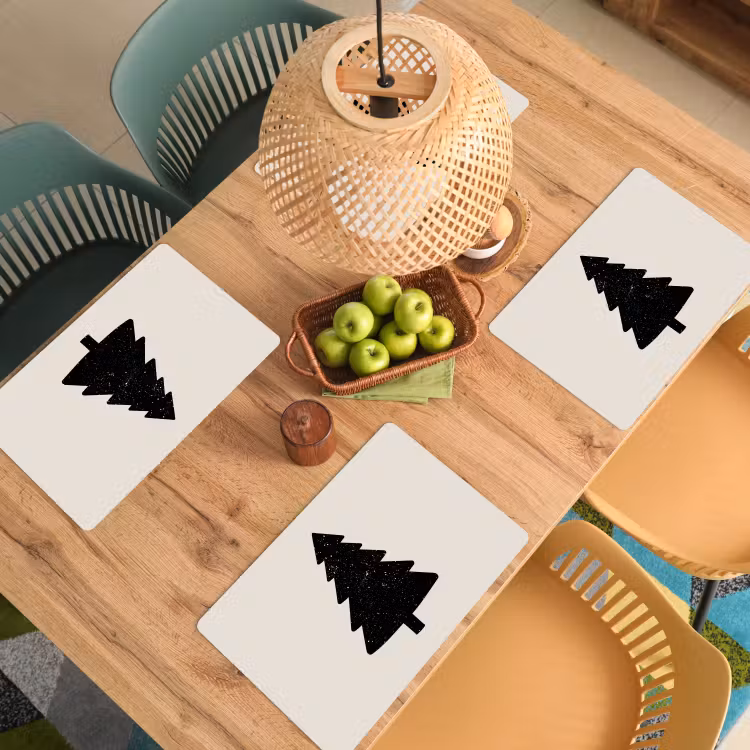 Placemat - 6 stuks - Kerstboom - Zwart - Feestdagen - Beige — 5