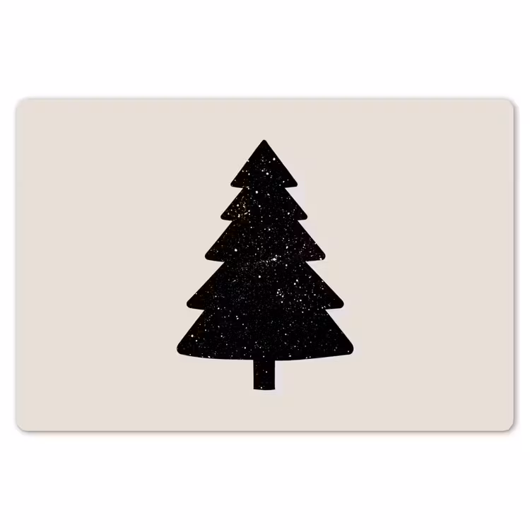 Placemat - 6 stuks - Kerstboom - Zwart - Feestdagen - Beige — 6