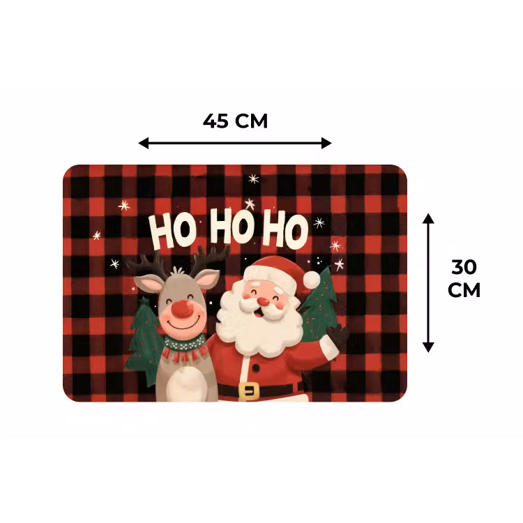Placemat - 6 stuks - Kerstman - Rendier - Tekst - Rood - Zwart — 3