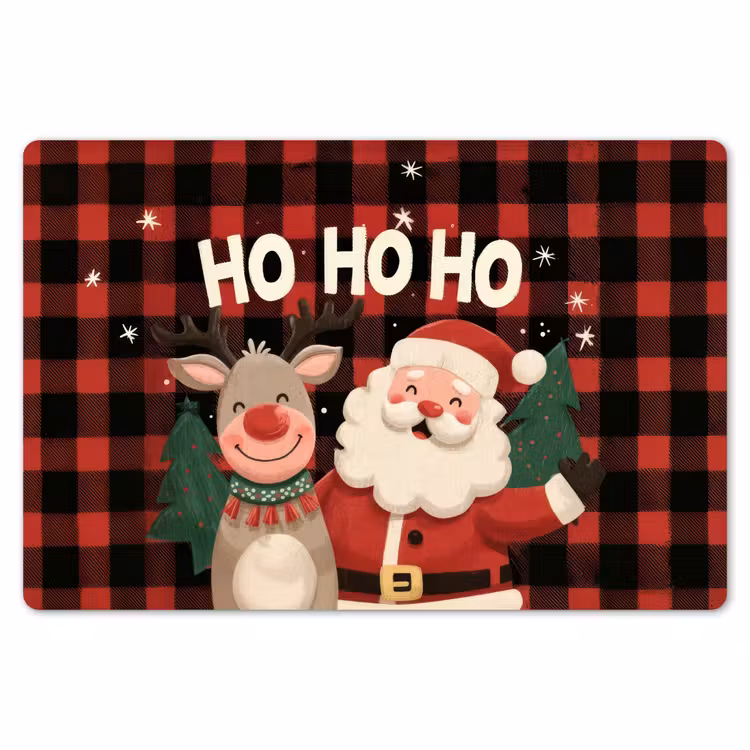 Placemat - 6 stuks - Kerstman - Rendier - Tekst - Rood - Zwart — 7
