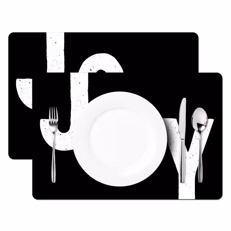 Placemat - 6 stuks - Kerstmis - Quotes - Joy - Zwart - Feest — 1
