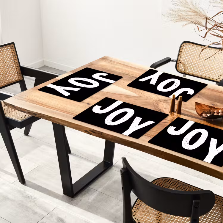 Placemat - 6 stuks - Kerstmis - Quotes - Joy - Zwart - Feest — 4